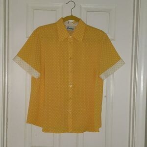 Joanna stretch button down blouse Sz L NWOT